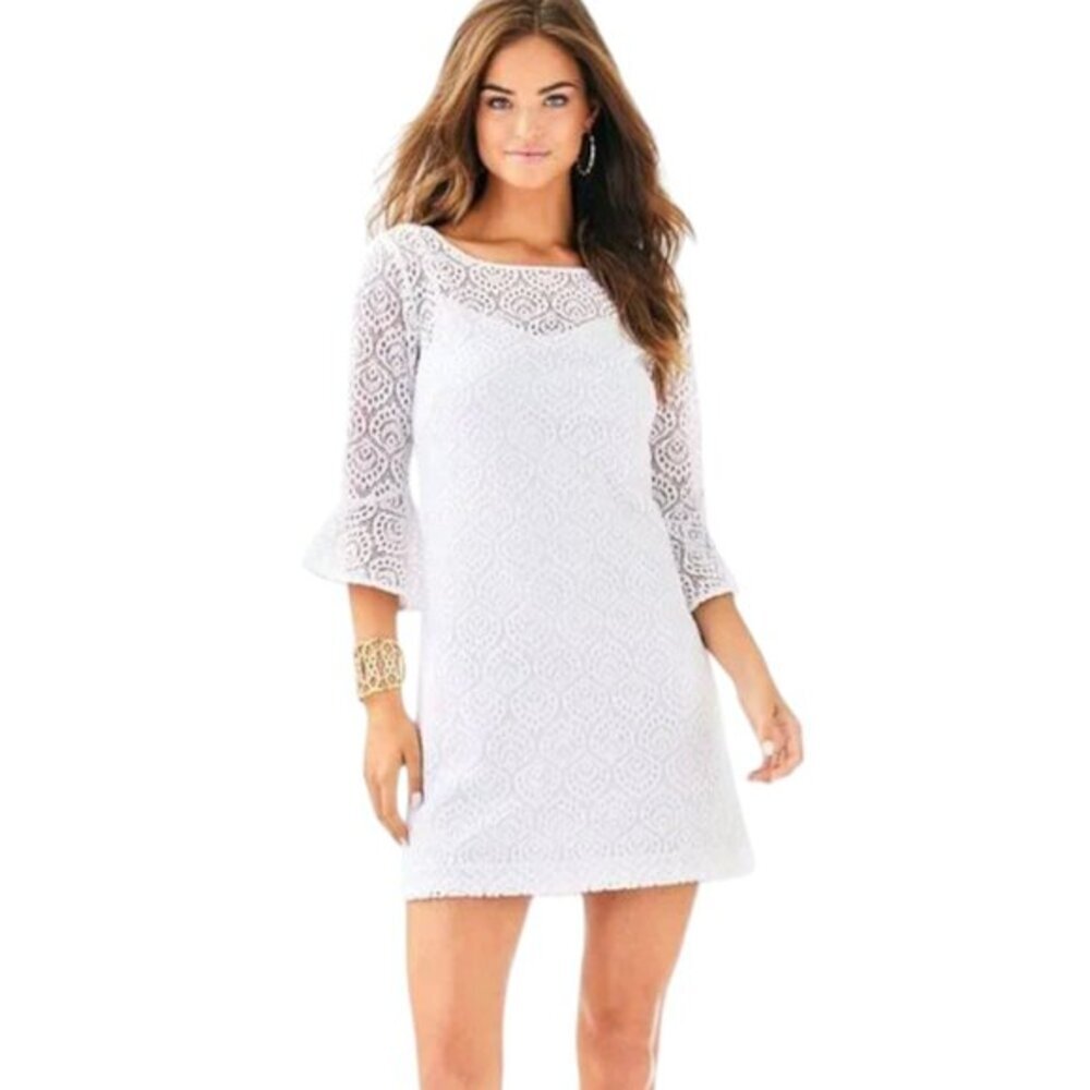 Lilly Pulitzer NWT Fontaine Dress in Resort White Flowing Leaf Lace Size XXS - Picture 2 of 14